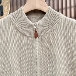 綿100% ビッグサイズ レディース ジップアップニットベスト ノースリーブ 秋春 ニットベスト 7枚目の画像