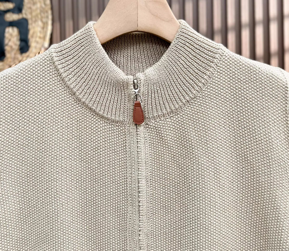 綿100% ビッグサイズ レディース ジップアップニットベスト ノースリーブ 秋春 ニットベスト 7枚目の画像