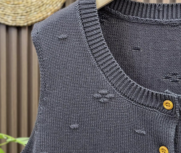 綿  丸首  ニットベスト 秋冬 ゆったりオーバーサイズ 綿毛糸 アンサンブル 重ね着 おしゃれ ノーカ 10枚目の画像