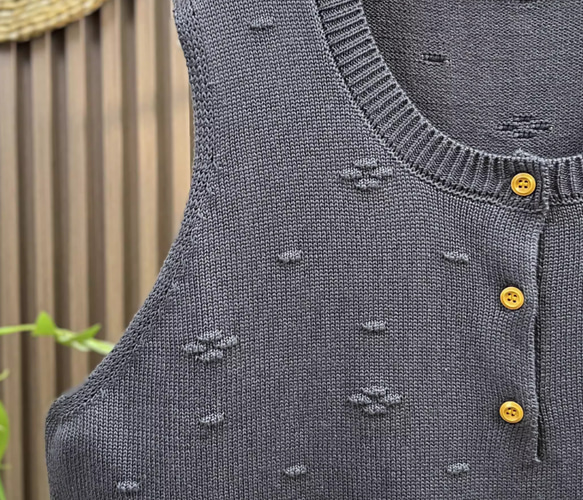 綿  丸首  ニットベスト 秋冬 ゆったりオーバーサイズ 綿毛糸 アンサンブル 重ね着 おしゃれ ノーカ 11枚目の画像