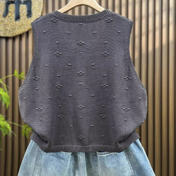 綿  丸首  ニットベスト 秋冬 ゆったりオーバーサイズ 綿毛糸 アンサンブル 重ね着 おしゃれ ノーカ 8枚目の画像