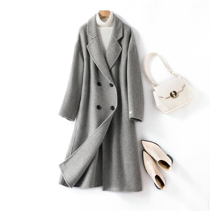 秋冬レディースウールニット 両面カシミヤ ロングタイプ ニーハイ コート【返品・交換可】品質最優先25-324