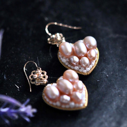 14Kゴールドフィルド　天然真珠　　大人可愛いハートのピアス 2枚目の画像