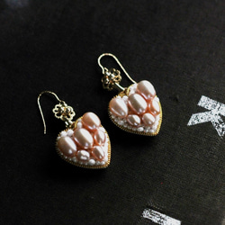 14Kゴールドフィルド　天然真珠　　大人可愛いハートのピアス 6枚目の画像