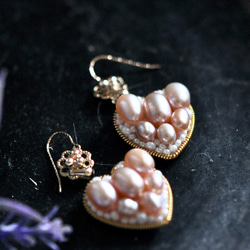 14Kゴールドフィルド　天然真珠　　大人可愛いハートのピアス 4枚目の画像