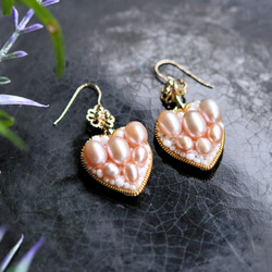 14Kゴールドフィルド　天然真珠　　大人可愛いハートのピアス 8枚目の画像