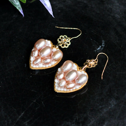 14Kゴールドフィルド　天然真珠　　大人可愛いハートのピアス 7枚目の画像