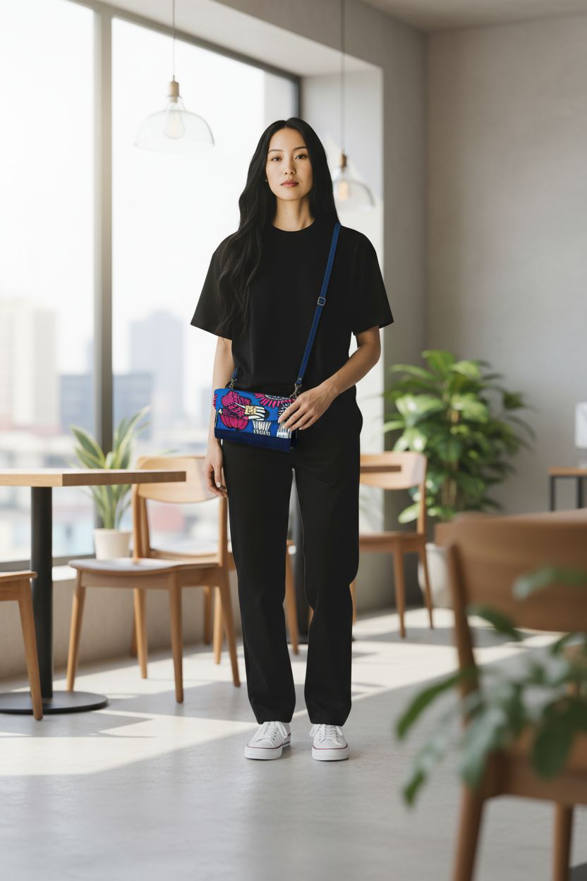 スマホポケット付きお財布ショルダー　ショルダーお財布　長財布　花柄財布　ショルダーウォレット　お財布ショルダー　アフリカ