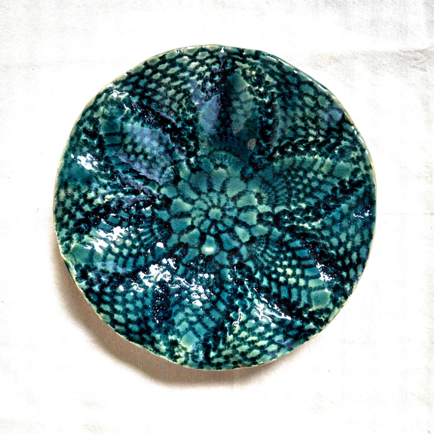 陶の大皿・ランチプレート・パスタ皿【レトロなレース模様】