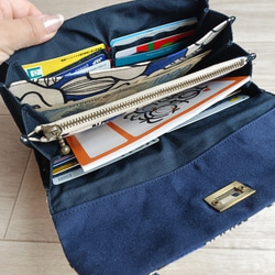 スマホポケット付きお財布ショルダー　ショルダーお財布　長財布　花柄財布　ショルダーウォレット　お財布ショルダー　椿 5枚目の画像