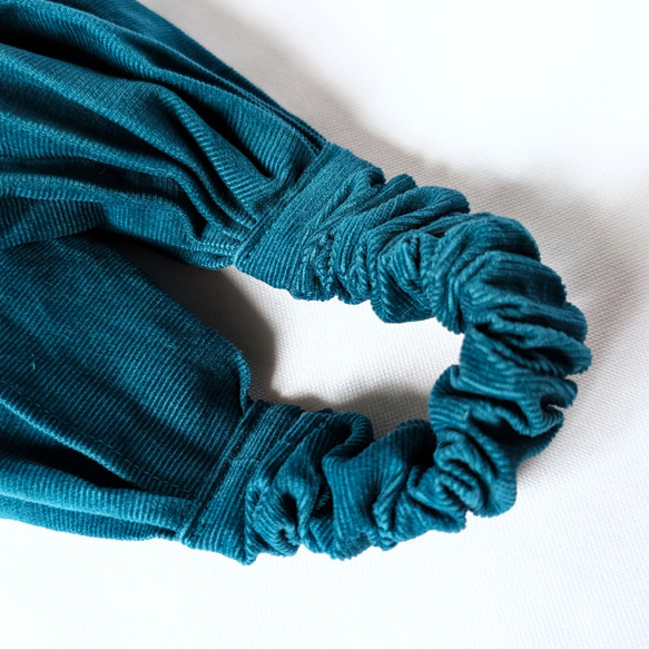 幅広ヘアバンド（コーデュロイ・ティール） 3枚目の画像