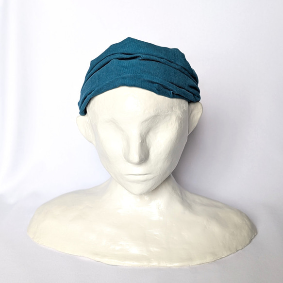 幅広ヘアバンド（コーデュロイ・ティール） 4枚目の画像