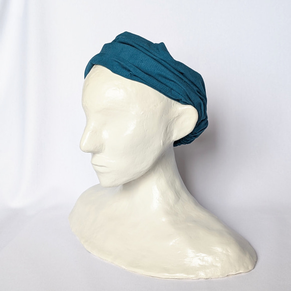 幅広ヘアバンド（コーデュロイ・ティール） 5枚目の画像