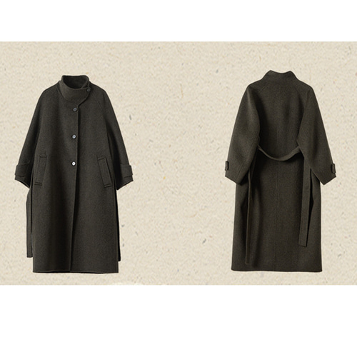 冬の定番ミディアム丈ウールコート ツイードコート 和モダン 厚手