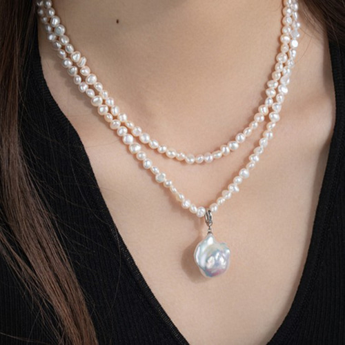 85cm 4WAY淡水バロックパールのネックレス 淡水真珠 淡水パール 6月