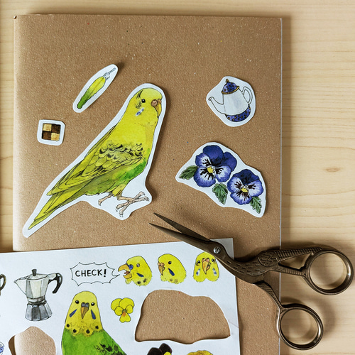 マスキングシート（A5サイズ）：セキセイインコ・イエロー系 シール