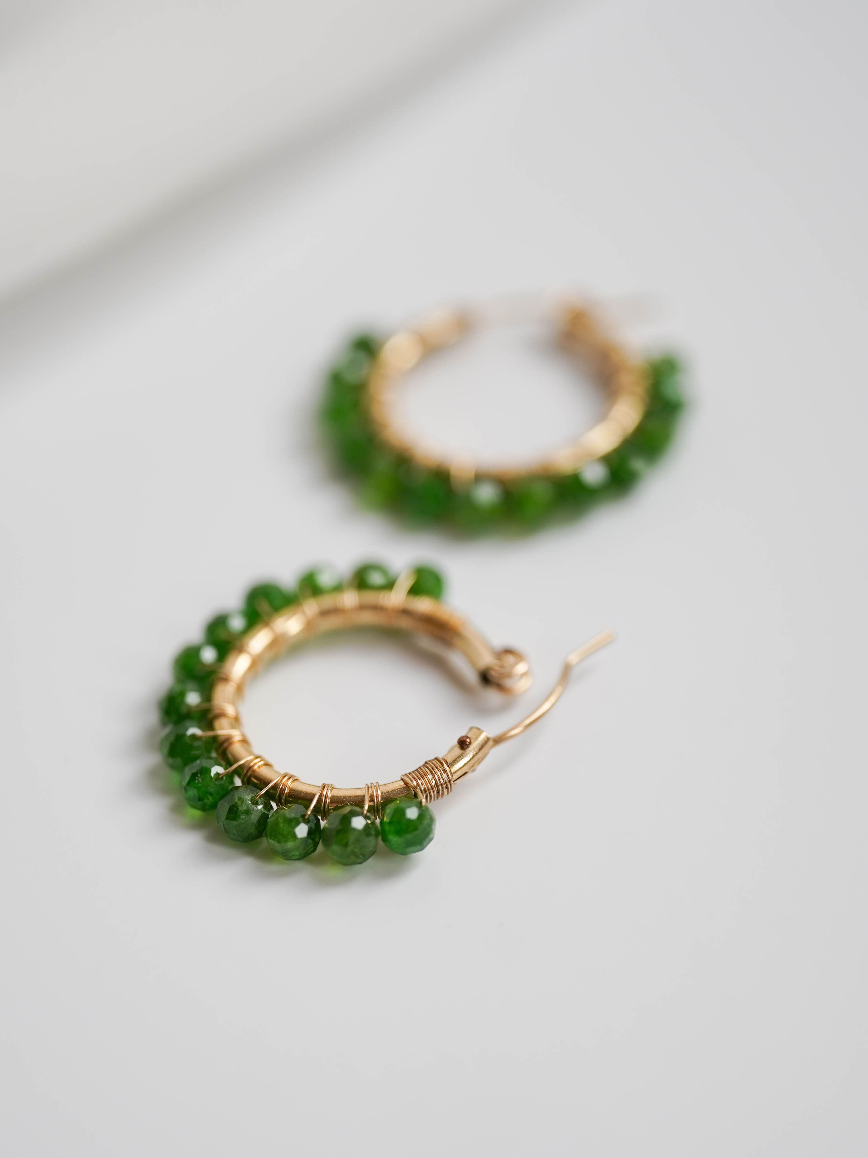 1点もの＊クロムダイオプサイド フープピアス