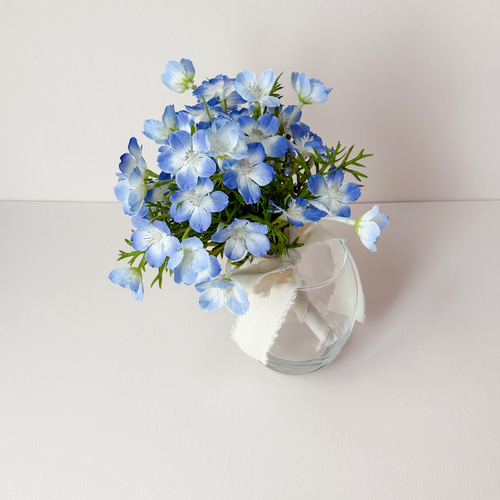 空色のネモフィラブーケ／アーティフィシャルフラワー／七五三ブーケ