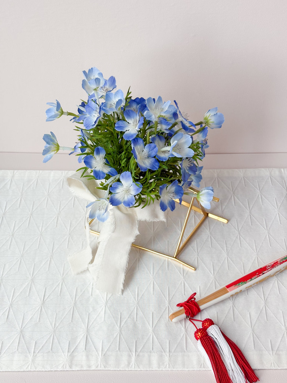 空色のネモフィラブーケ／アーティフィシャルフラワー／七五三ブーケ