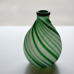 新緑ラインの楕円花入 2枚目の画像