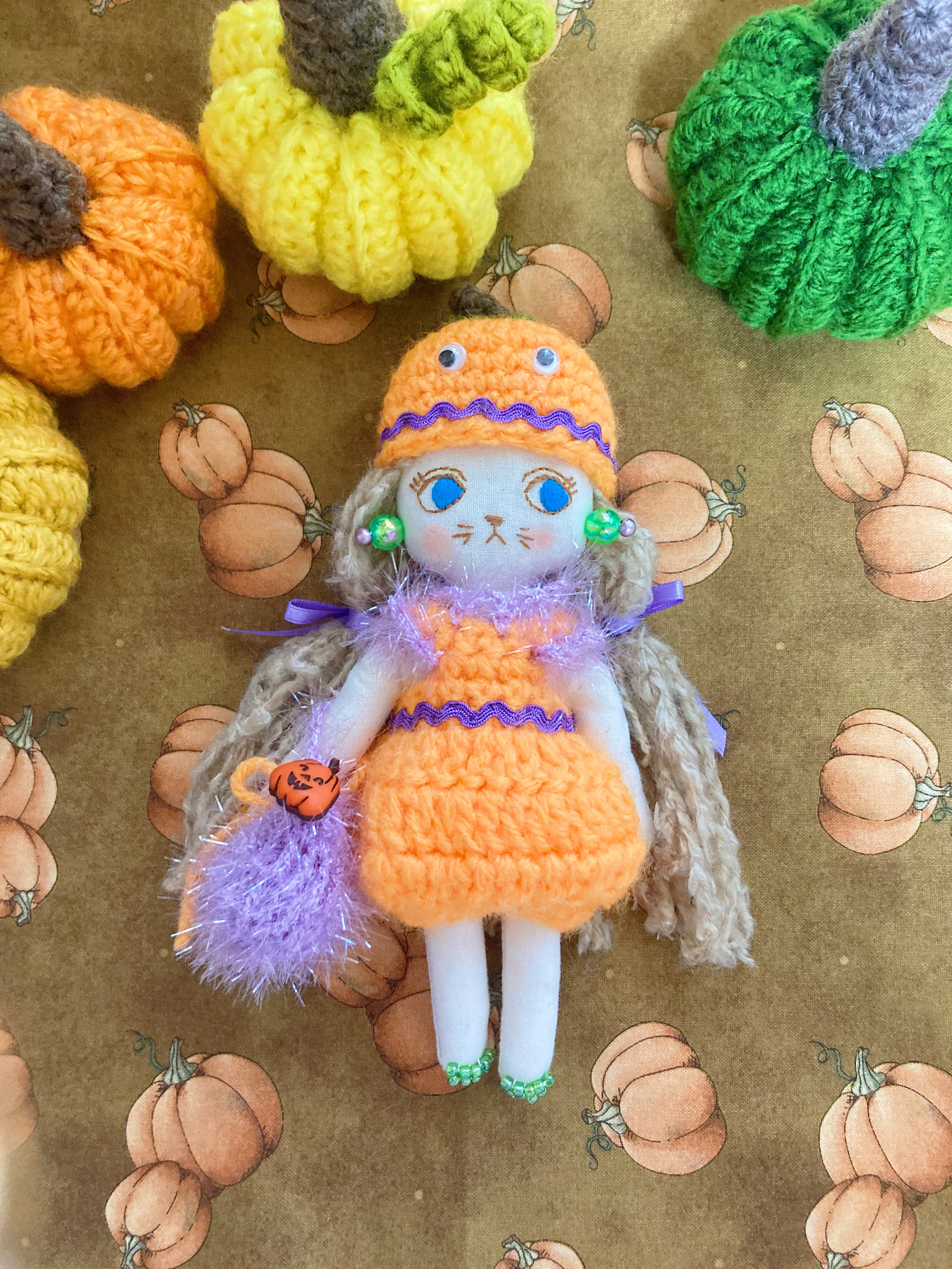 ラブリーナチュラルナチュラル夢猫ちゃん　ドールチャーム　バックチャーム　ハロウィン　ハロウィンコーデNO332