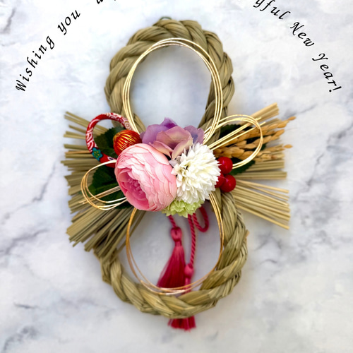 縁起の良い、『8』の文字デザインのしめ縄飾り 和モダン 正月リース