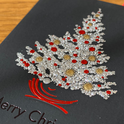 小さな難あり10％引！イタリア製　大人のクリスマス　小さめ『エンボス加工　きらきら箔押し　クリスマスツリー』～中紙付き～ 2枚目の画像