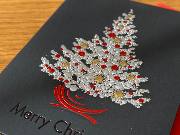 小さな難あり10％引！イタリア製　大人のクリスマス　小さめ『エンボス加工　きらきら箔押し　クリスマスツリー』～中紙付き～ 2枚目の画像