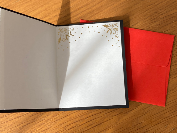 小さな難あり10％引！イタリア製　大人のクリスマス　小さめ『エンボス加工　きらきら箔押し　クリスマスツリー』～中紙付き～ 3枚目の画像