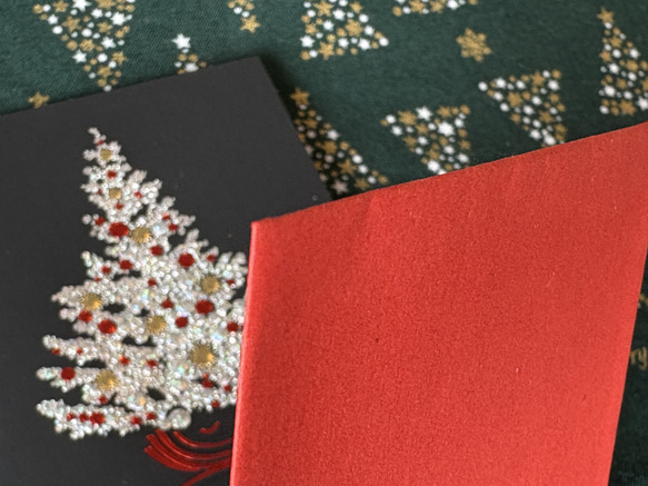 小さな難あり10％引！イタリア製　大人のクリスマス　小さめ『エンボス加工　きらきら箔押し　クリスマスツリー』～中紙付き～ 11枚目の画像