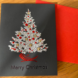 小さな難あり10％引！イタリア製　大人のクリスマス　小さめ『エンボス加工　きらきら箔押し　クリスマスツリー』～中紙付き～ 6枚目の画像