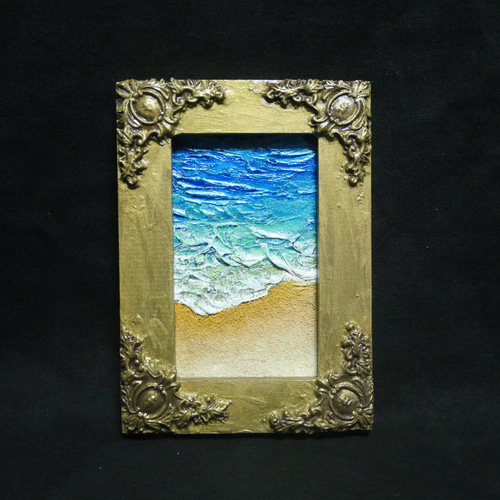 油絵 油彩 油彩画 絵 絵画 キャンバスパネル ミニ絵画【海と砂浜
