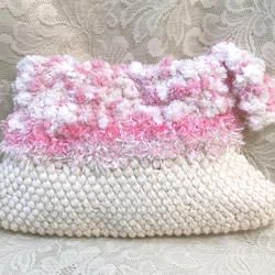 ピンクハート/手編みのベッドカバー/ソファーカバー/かぎ針編みの