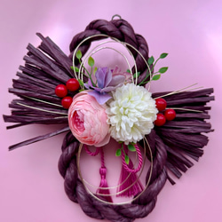 椿のしめ縄飾り 和モダン 正月リース 玄関インテリア 2026年 お正月