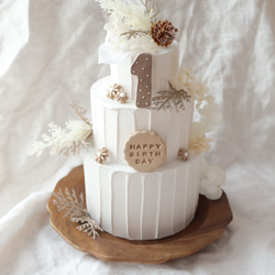 秋冬の3段ナチュラルクレイケーキ☆ハーフバースデー　100日　1歳以外でも♪ 7枚目の画像