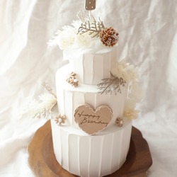 秋冬の3段ナチュラルクレイケーキ☆ハーフバースデー　100日　1歳以外でも♪ 3枚目の画像