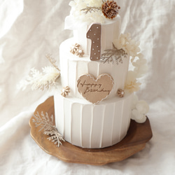 秋冬の3段ナチュラルクレイケーキ☆ハーフバースデー　100日　1歳以外でも♪ 8枚目の画像