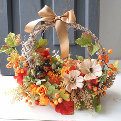 大きいリース 45センチ アンティーク ドライフラワー風 玄関リース