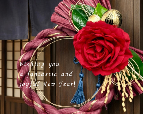 椿のしめ縄飾り 和モダン 正月リース 玄関インテリア 2026年 お正月