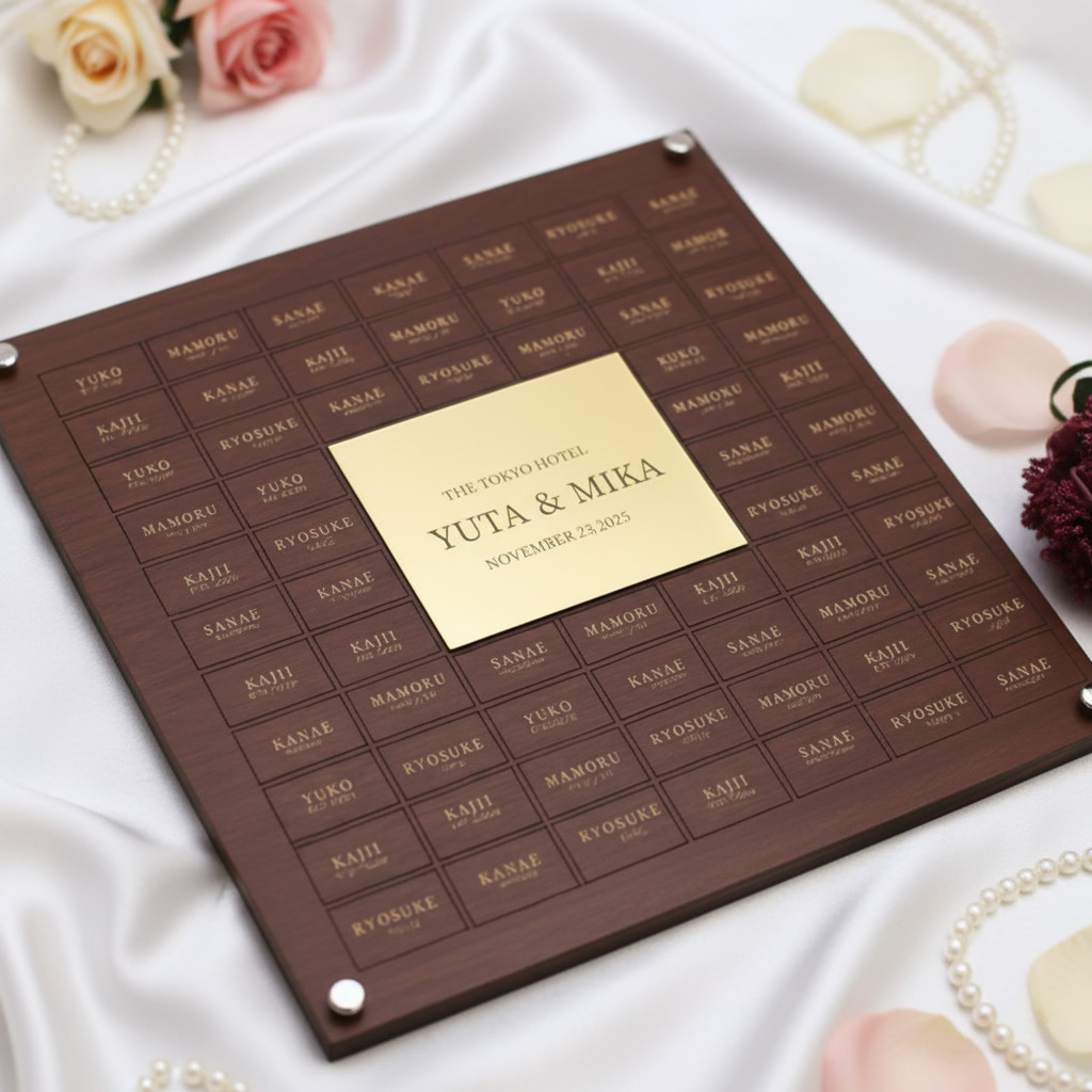 ゲスト参加型 結婚証明書 パズル ゴールドプレート ウッドフレーム