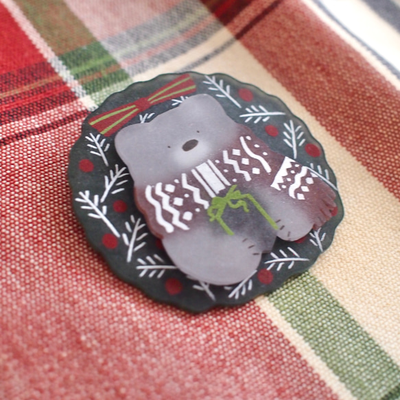 特集掲載◆ｸﾘｽﾏｽﾌﾞﾛｰﾁ◆クマさんからのプレゼント 7枚目の画像