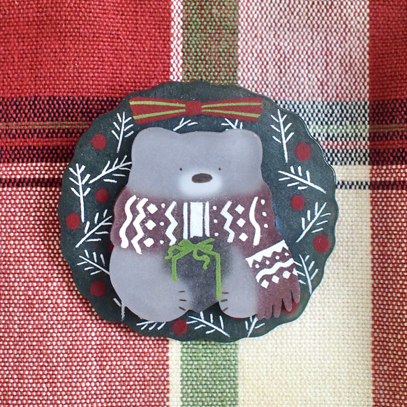 特集掲載◆ｸﾘｽﾏｽﾌﾞﾛｰﾁ◆クマさんからのプレゼント 1枚目の画像