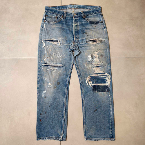 W36表記 リペアカスタム usa製 リーバイス 501 リメイクデニム