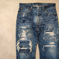 W34相当 リペアカスタム usa製 リーバイス 501 リメイクデニム