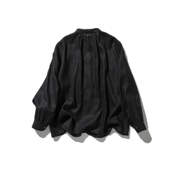 洗練された印象を叶える　大人のきれいめシャツブラウス 長袖ブラウス　リネン100％　ブラック　250920-2 7枚目の画像