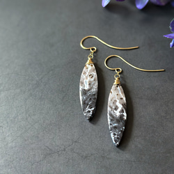 14kgf*大人シック*パームウッドアゲートの一粒ピアス／イヤリング*1点物 5枚目の画像