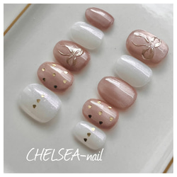 ミラー×クリアフレンチネイル(シルバー) ネイルチップ（つけ爪