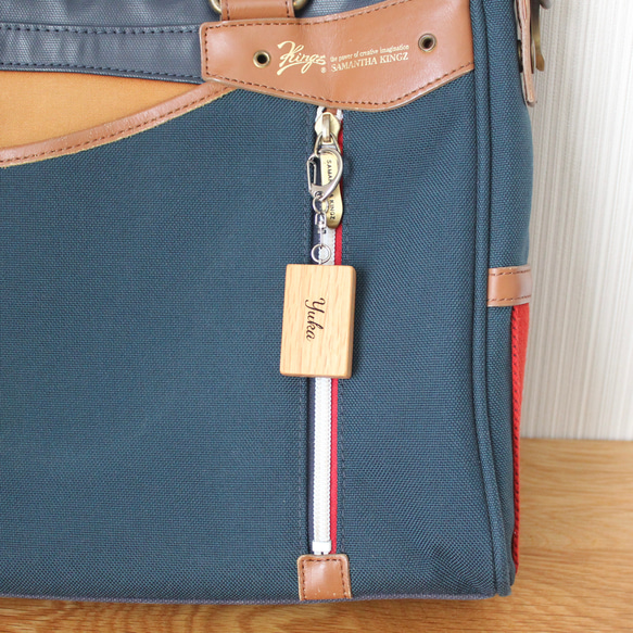 黄金比デザインの森のかけら 木製キーホルダー オーク 名入れ対応 ナチュラル雑貨 6枚目の画像