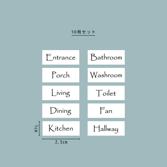 電気スイッチネームカード(白)10枚　英語　コスモシリーズワイド21　ネームスイッチカード　モノラベ 2枚目の画像