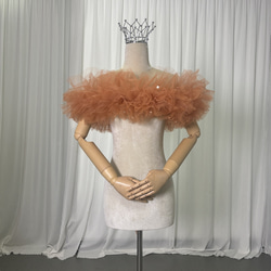 送料無料！パフスリーブ キラキラチュール ブラウン 取り外し袖  